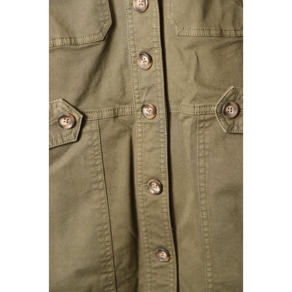 Veronica Beard Twill Army Green Mini Shirt Dress Size 0 Pockets - Picture 2 of 14